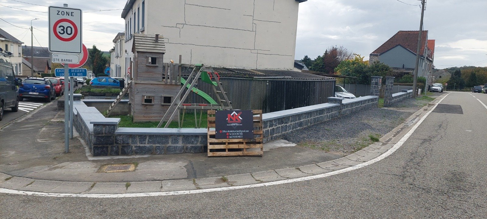 Construction muret en pierre à Profondeville